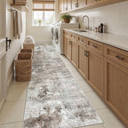 Soalmost Abstract Runner Rug 2x10 Hallway Kitchen Runners Pink/Grey | Vintage - Image 4