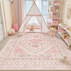 Pink Rugs for Bedroom-9x12 Area Rugs for Living Room, Girls Room | Washable - Image 4