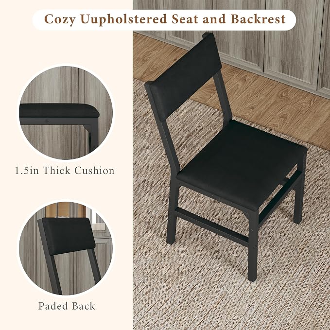 HUAHUU Dining Table Set for 4, Extendable Kitchen Table Cushion Chairs Set of 4 - Image 6