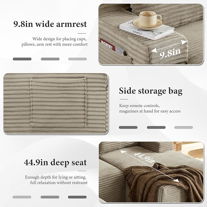 96" Sectional Couches for Living Room Cloud Couch Sofa - Image 6