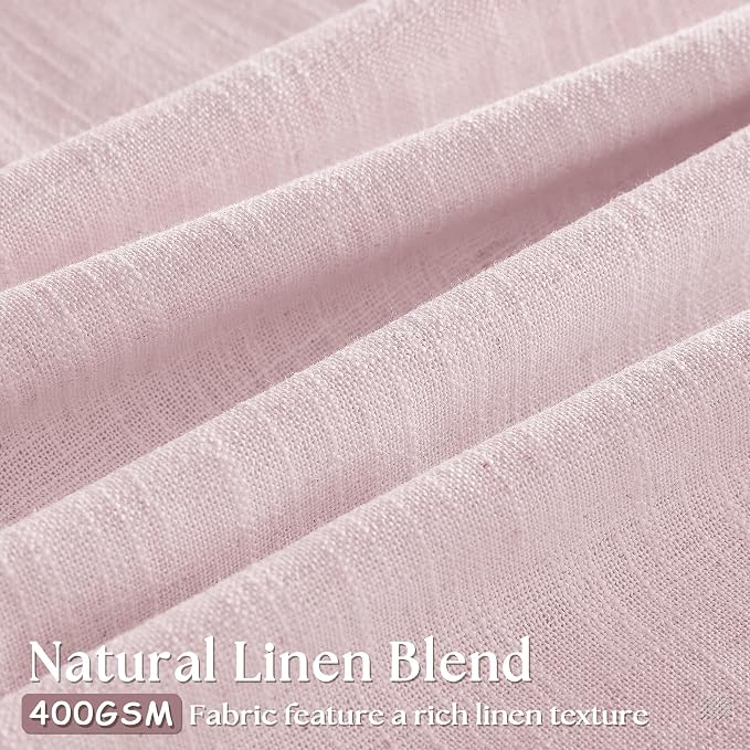 Light Pink Linen Pinch Pleat Curtains 90 Inch Length 2 Panels Set 40x90 | - Image 3