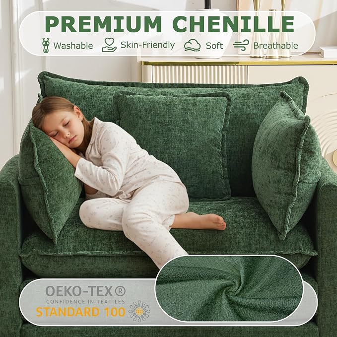Modular Sectional Sofa Cloud Couch, Deep Seat Washable Chenille Fabric Sofa - Image 4