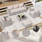 LOUVIXA 7 Piece Outdoor Patio Furniture Set, Rattan Chairs Glass Table Wicker - Image 5