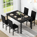 Recaceik Dining Table Set for 4, Modern 5 Piece Dining Table Set Faux Marble - Image 2