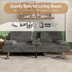 Shahoo Modern Upholstered Convertible Folding Futon Sofa Bed - Image 6
