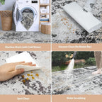 Round Rug 8ft Washable Rug for Dining Room Living Room Black Grey Gold | Modern - Image 5
