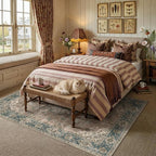 5x7 Blue Brown Retro Floral Washable Area Rug - Image 2