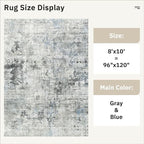 Soalmost Abstract Rug 8x10 Large Living Room Area Rugs Washable Gray/Blue | - Image 5