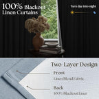 Blue Linen Blackout Pleated 86 Inch Curtains - Image 6