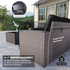 Kullavik Outdoor Patio Furniture Set 6 Pieces Sectional Rattan Sofa Set Brown - Image 2