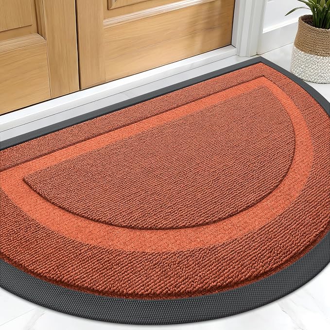 OLANLY Half Circle Front Door Mat Outside 29.5x17 All-Season Rubber Doormat | by OLANLY