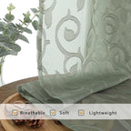 Furman Sheer Curtains 45 Inch Length 2 Panels Set, Elegant Geometric Jacquard - Image 4