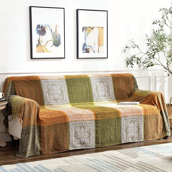 Boho Sofa Cover, Bohemian Throw Blanket Tassels Hippie Decor Covers Couch Chair - Image 4
