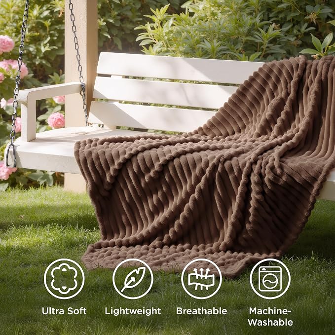 Bedsure Soft Twin Blanket for Bed Decor Gifts Brown 60"x80" | Birthday Gifts - Image 5