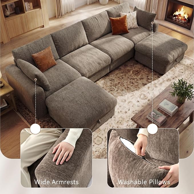 Ihanherry 141" Oversized Cloud Sectional Couches - Image 3