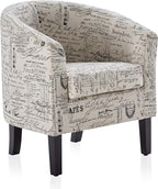 BELLEZE Accent Barrel Chair, Linen Round Chair Club Tub Sofa Corner Chair - Image 6