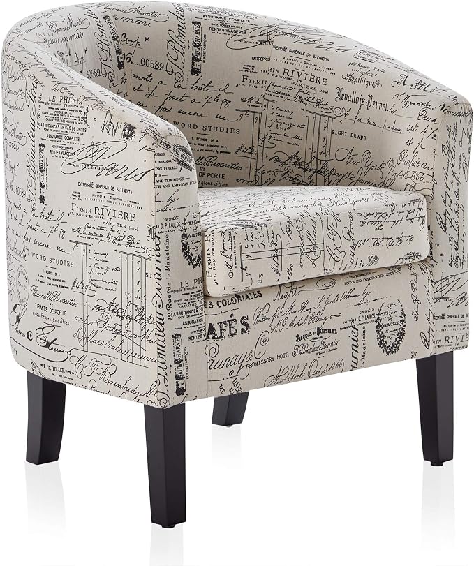 BELLEZE Accent Barrel Chair, Linen Round Chair Club Tub Sofa Corner Chair - Image 6