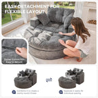 MAXYOYO Oversized Round Chaise Lounge Sofa, Upholstered Lounge Chair - Image 5