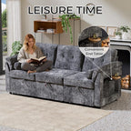 Convertible Sleeper Sofa Bed, 63 Inch Chenille Pull Out Couch - Image 5