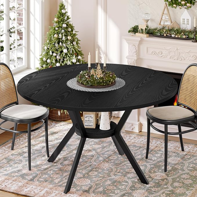 Black Dining Table for 2-4, 42 Inch Round Kitchen Table - Image 9