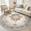 RELEANY Washable Area Rug, Round 6ft, Water Repellent, Pet Friendly, Vintage by RELEANY