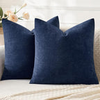 MIULEE Navy Chenille Couch Throw Pillow Covers, 20x20 | Set of 2, Soft Coastal by MIULEE