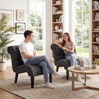 Accent Chairs Set of 2 Upholstered Living Room Bedroom Side Chairs Curved - Image 7