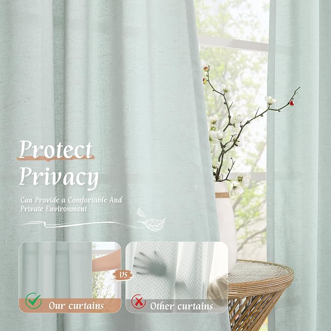 Light Blue Linen Curtains 72 inch Length - Image 5
