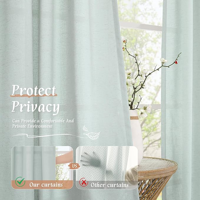 48 Inch Length Short Window Linen Curtains - Image 5