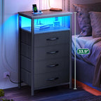 Huuger Night Stand with Charger Station and LED Lights, 4 Drawer Nightstand - Image 4