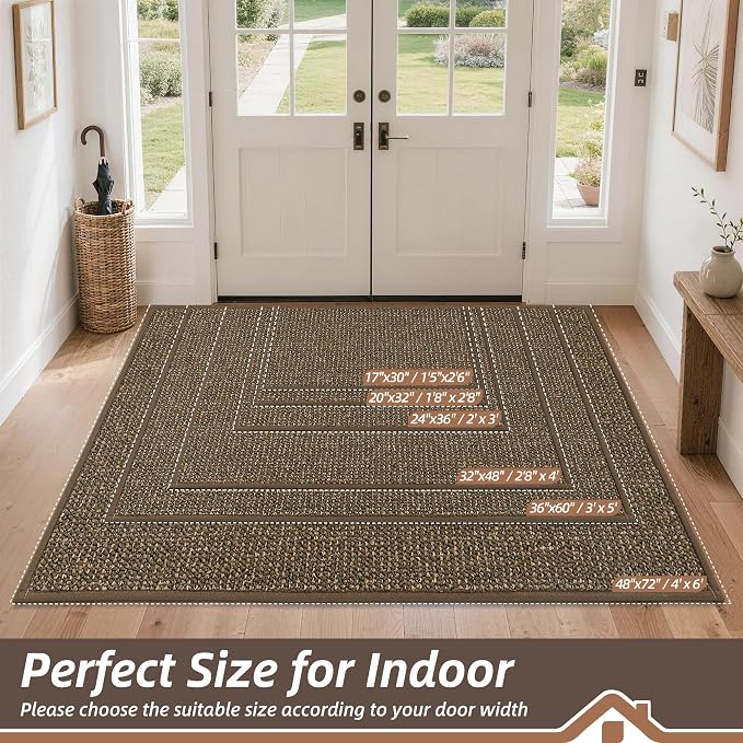 BEQHAUSE Dirt Trapper Door Mat 17" x 30", Non-Slip Doormats, Dirt Resist and - Image 2