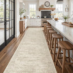 Soalmost Washable 3x14 Hallway Runner Rug Non-Slip Kitchen Entry Rugs Beige | - Image 2