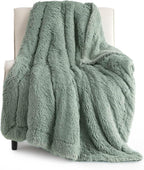 Bedsure GentleSoft Fuzzy Sherpa Faux Fur Twin Blanket Sage Green Cozy Gifts by Unknown