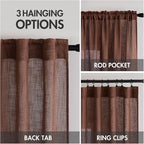 MIULEE Chocolate Brown Linen Curtains 52x72 Inch Length - Image 3