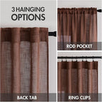 MIULEE Chocolate Brown Linen Curtains 52x63 Inch Long 2 Panels - Image 3
