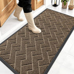 OLANLY Front Door Mat Outside 47x23, All-Season Absorbent Rubber Doormat | Brown by OLANLY
