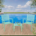 GarveeTech 3 PCS Outdoor Bistro Set, Stackable Modern Metal Steel Table and - Image 4