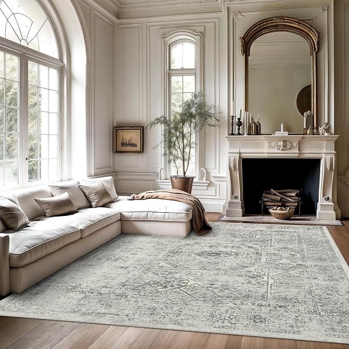 Soalmost 6x9 Area Rug for Living Room Washable Non-Slip Rugs Light Gray | - Image 2