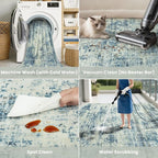 10x14 Washable Area Rug for Living Room Bedroom: Non-Slip Modern Blue Gray | - Image 5