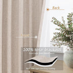 Oatmeal 100% Blackout Curtains 108 Inch Length 2 Panels Set - Image 4