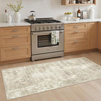 Soalmost Abstratc Runner Rug 2x5 Washable Kitchen Entry Runners Beige/Gray | - Image 2