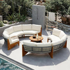 VilroCaz 3-Piece Outdoor Patio Furniture Sectional Sofa Set, 2 Semi-Circle Sofas by VilroCaz