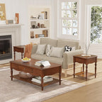 Mid-Century Modern Living Room Coffee Table Set, 3-Piece Solid Wood Living Room - Image 7