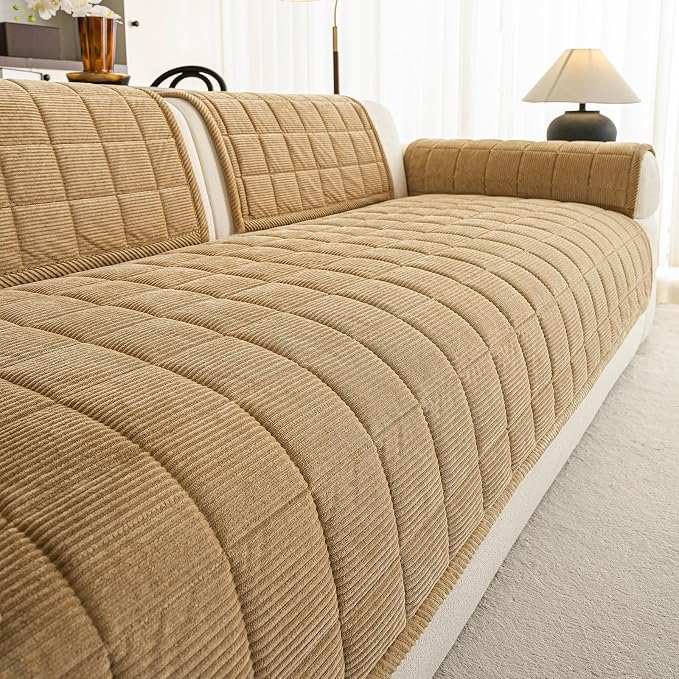 Velvet Couch Covers for Sectional Sofa Washable, Non-Slip L Shaped Sectional - Image 8