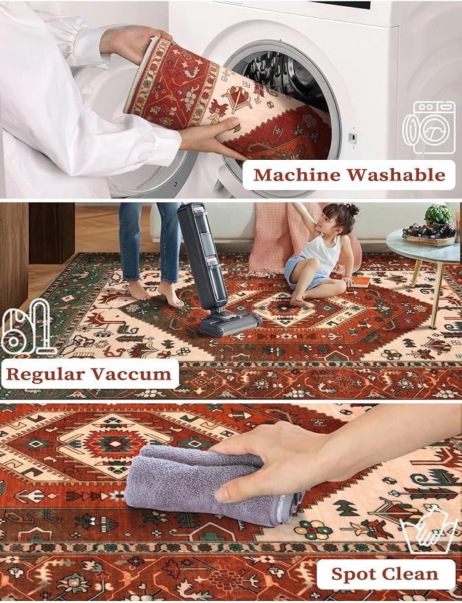 SERISSA 2'6"x12' Washable Non Slip Boho Runner Rug - Image 4