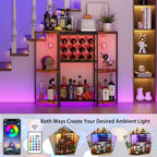 JKsmart Wine Bar Cart with LED Lights, Mini Wine Rack with Storage and Glass - Image 3