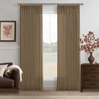 Pleated Linen 120 Inches Light Filtering Dark Brown Ceiling Curtains 50W | by Twodrapes