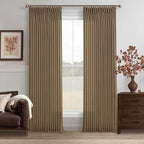 Dark Brown Pinch Pleat Linen Semi Sheer Curtains by Twodrapes