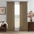 Brown Pinch Pleat Memory Shaped Linen Light Filtering Curtains 96 Inches | 96 by Twodrapes
