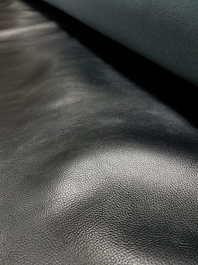 NAT Leathers Black Pebblegrain Soft Faux Leather Fabric PU Sold by The Yard - Image 3